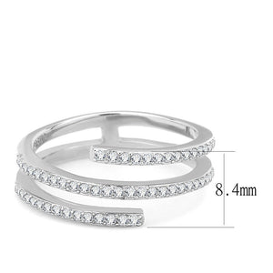 DA060 - High polished (no plating) Stainless Steel Ring with AAA Grade CZ  in Clear