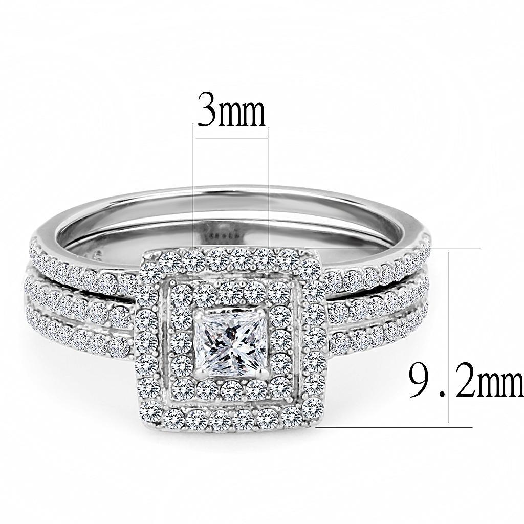 DA064 - High polished (no plating) Stainless Steel Ring with AAA Grade CZ  in Clear - Joyeria Lady
