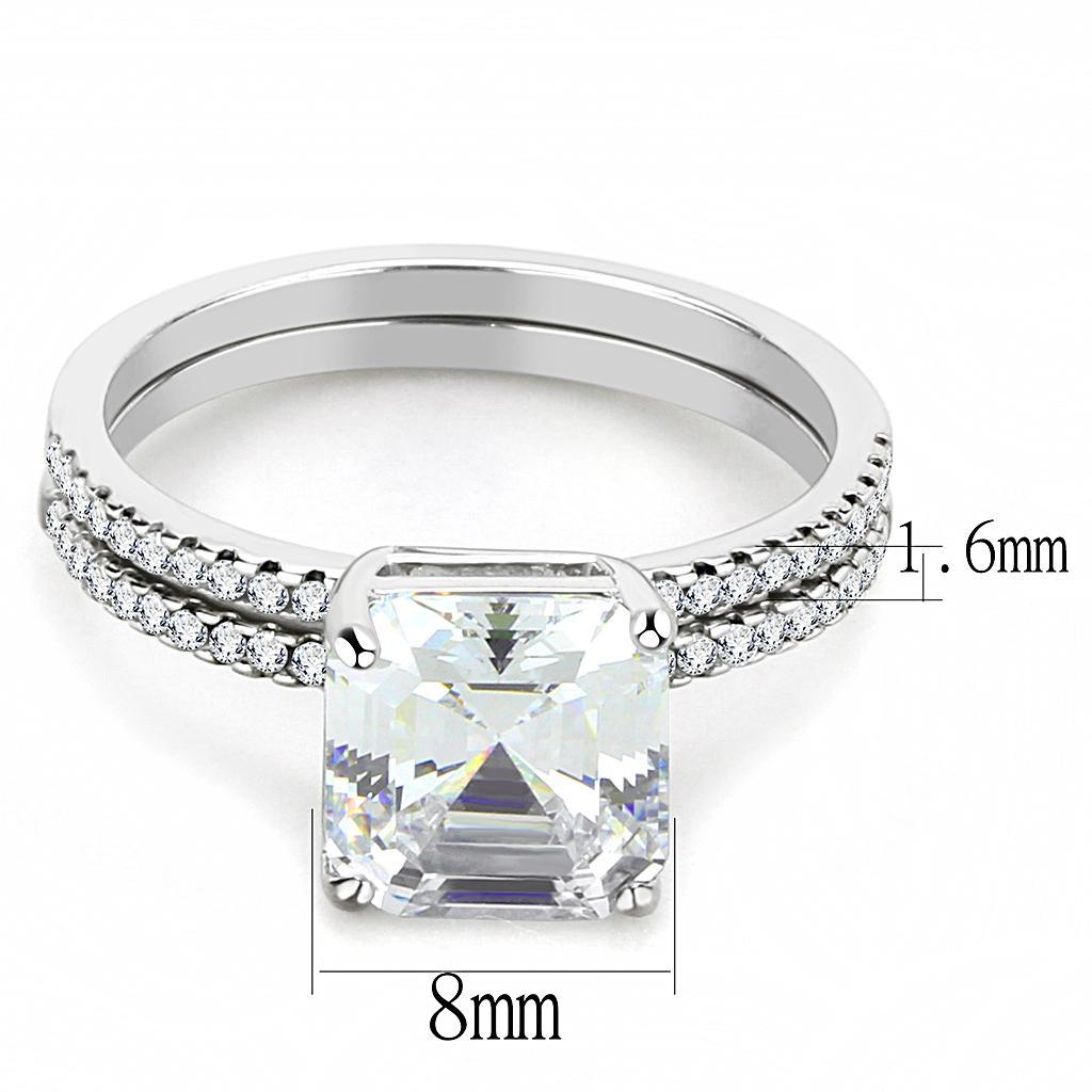 DA065 - High polished (no plating) Stainless Steel Ring with Cubic  in Clear - Joyeria Lady