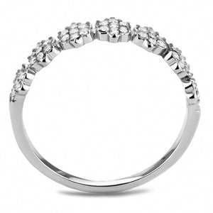 DA102 - High polished (no plating) Stainless Steel Ring with AAA Grade CZ  in Clear