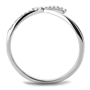 DA112 - High polished (no plating) Stainless Steel Ring with AAA Grade CZ  in Clear