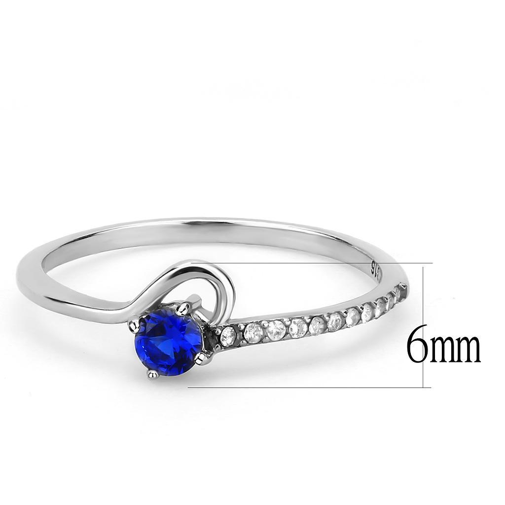 DA114 - High polished (no plating) Stainless Steel Ring with AAA Grade CZ  in London Blue - Joyeria Lady