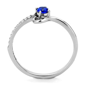 DA114 - High polished (no plating) Stainless Steel Ring with AAA Grade CZ  in London Blue