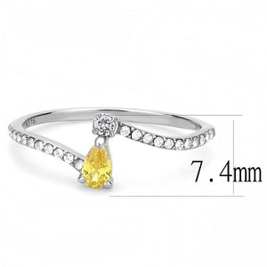 DA115 - High polished (no plating) Stainless Steel Ring with AAA Grade CZ  in Topaz