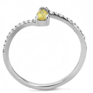 DA115 - High polished (no plating) Stainless Steel Ring with AAA Grade CZ  in Topaz