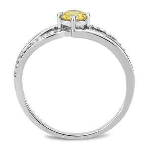 DA118 - High polished (no plating) Stainless Steel Ring with AAA Grade CZ  in Topaz