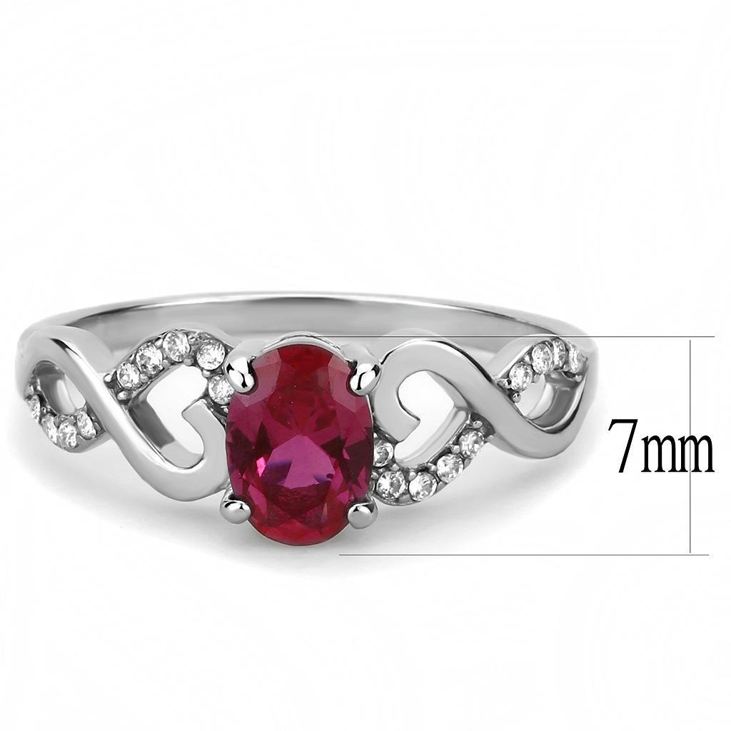 DA119 - High polished (no plating) Stainless Steel Ring with AAA Grade CZ  in Ruby - Joyeria Lady
