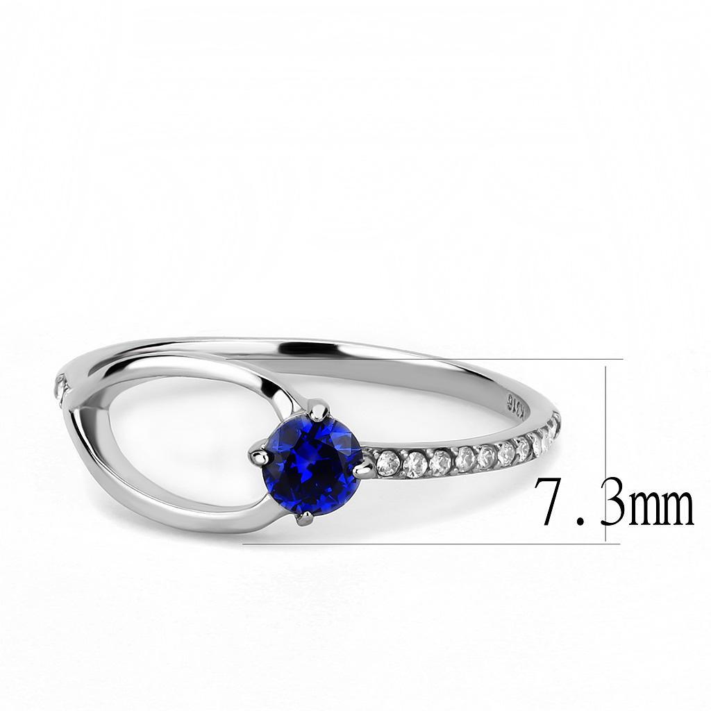 DA121 - High polished (no plating) Stainless Steel Ring with AAA Grade CZ  in London Blue - Joyeria Lady