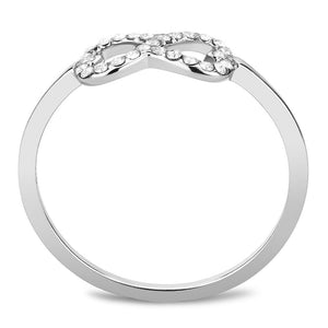DA125 - High polished (no plating) Stainless Steel Ring with AAA Grade CZ  in Clear