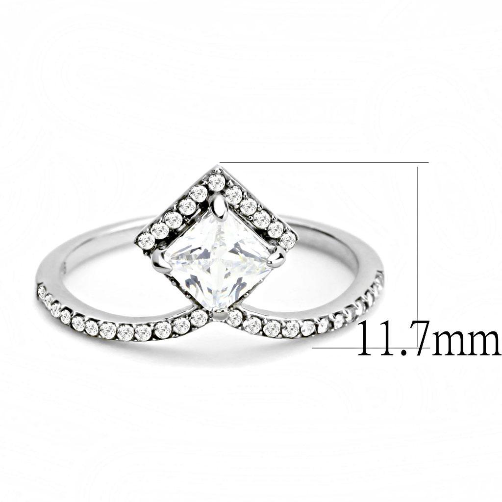 DA136 - High polished (no plating) Stainless Steel Ring with AAA Grade CZ  in Clear - Joyeria Lady