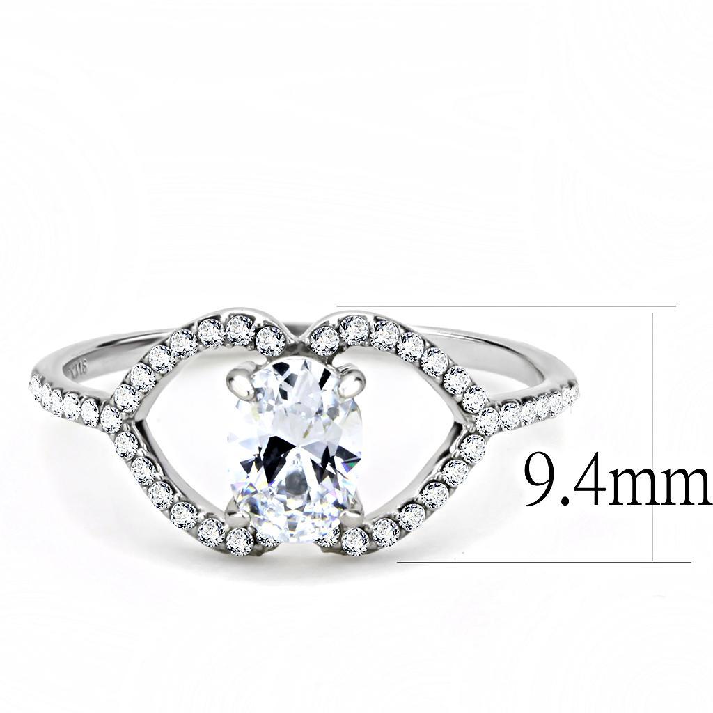 DA137 - High polished (no plating) Stainless Steel Ring with AAA Grade CZ  in Clear - Joyeria Lady