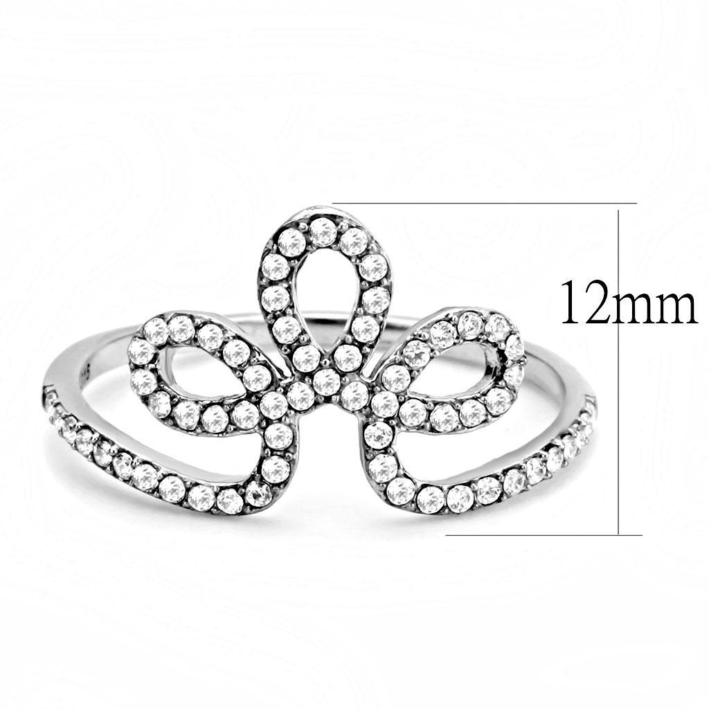 DA141 - High polished (no plating) Stainless Steel Ring with AAA Grade CZ  in Clear - Joyeria Lady