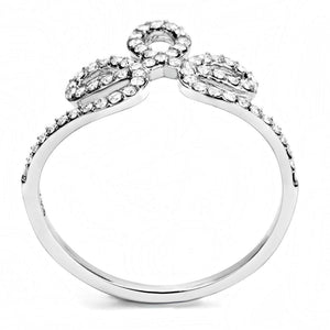 DA141 - High polished (no plating) Stainless Steel Ring with AAA Grade CZ  in Clear