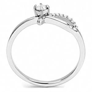 DA143 - High polished (no plating) Stainless Steel Ring with AAA Grade CZ  in Clear