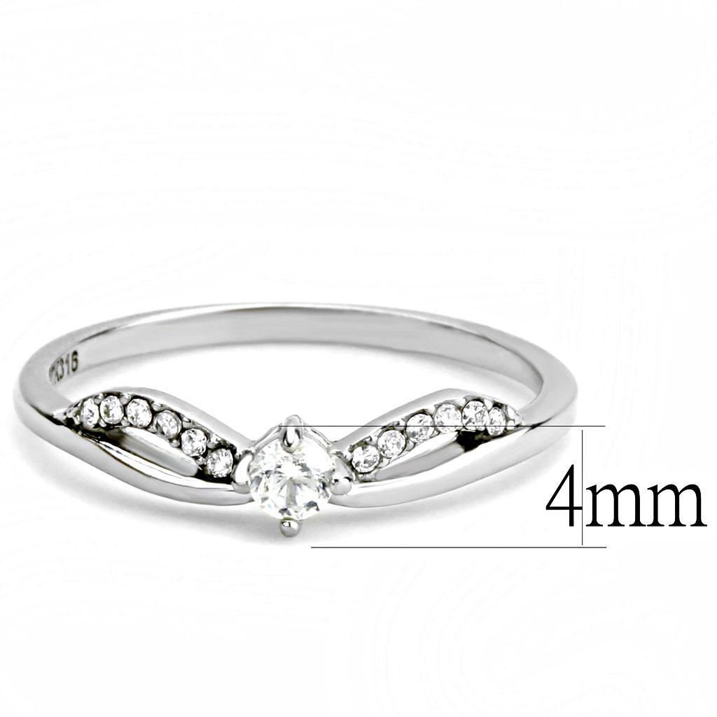 DA146 - High polished (no plating) Stainless Steel Ring with AAA Grade CZ  in Clear - Joyeria Lady