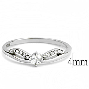 DA146 - High polished (no plating) Stainless Steel Ring with AAA Grade CZ  in Clear