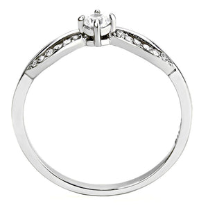 DA146 - High polished (no plating) Stainless Steel Ring with AAA Grade CZ  in Clear