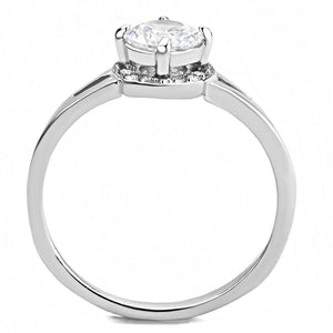 DA150 - High polished (no plating) Stainless Steel Ring with AAA Grade CZ  in Clear