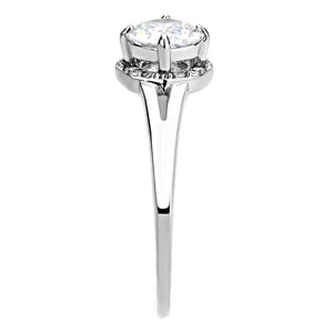 DA150 - High polished (no plating) Stainless Steel Ring with AAA Grade CZ  in Clear