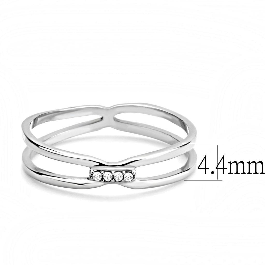 DA160 - High polished (no plating) Stainless Steel Ring with AAA Grade CZ  in Clear - Joyeria Lady