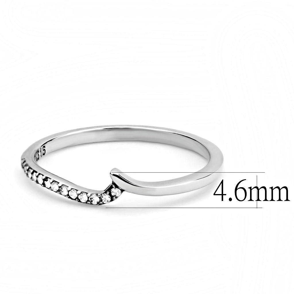 DA162 - High polished (no plating) Stainless Steel Ring with AAA Grade CZ  in Clear - Joyeria Lady