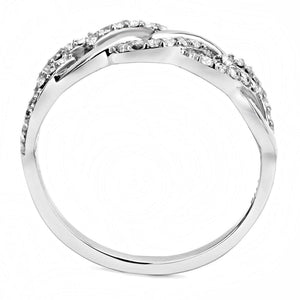 DA163 - High polished (no plating) Stainless Steel Ring with AAA Grade CZ  in Clear