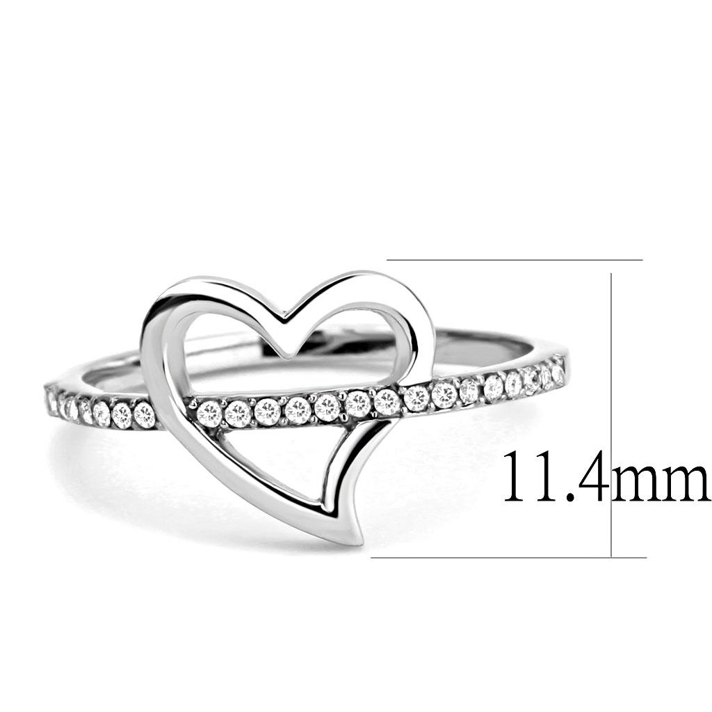 DA164 - High polished (no plating) Stainless Steel Ring with AAA Grade CZ  in Clear - Joyeria Lady