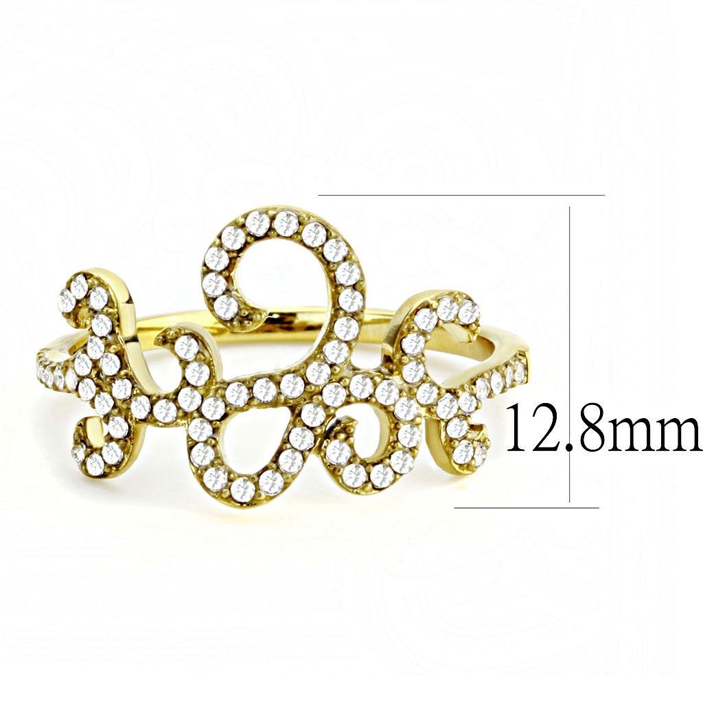 DA170 - IP Gold(Ion Plating) Stainless Steel Ring with AAA Grade CZ  in Clear - Joyeria Lady