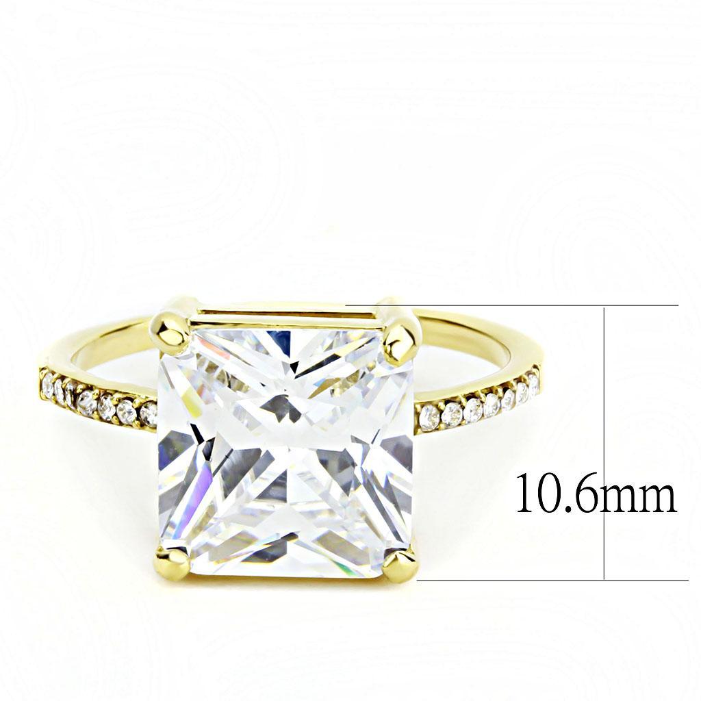 DA172 - IP Gold(Ion Plating) Stainless Steel Ring with AAA Grade CZ  in Clear - Joyeria Lady