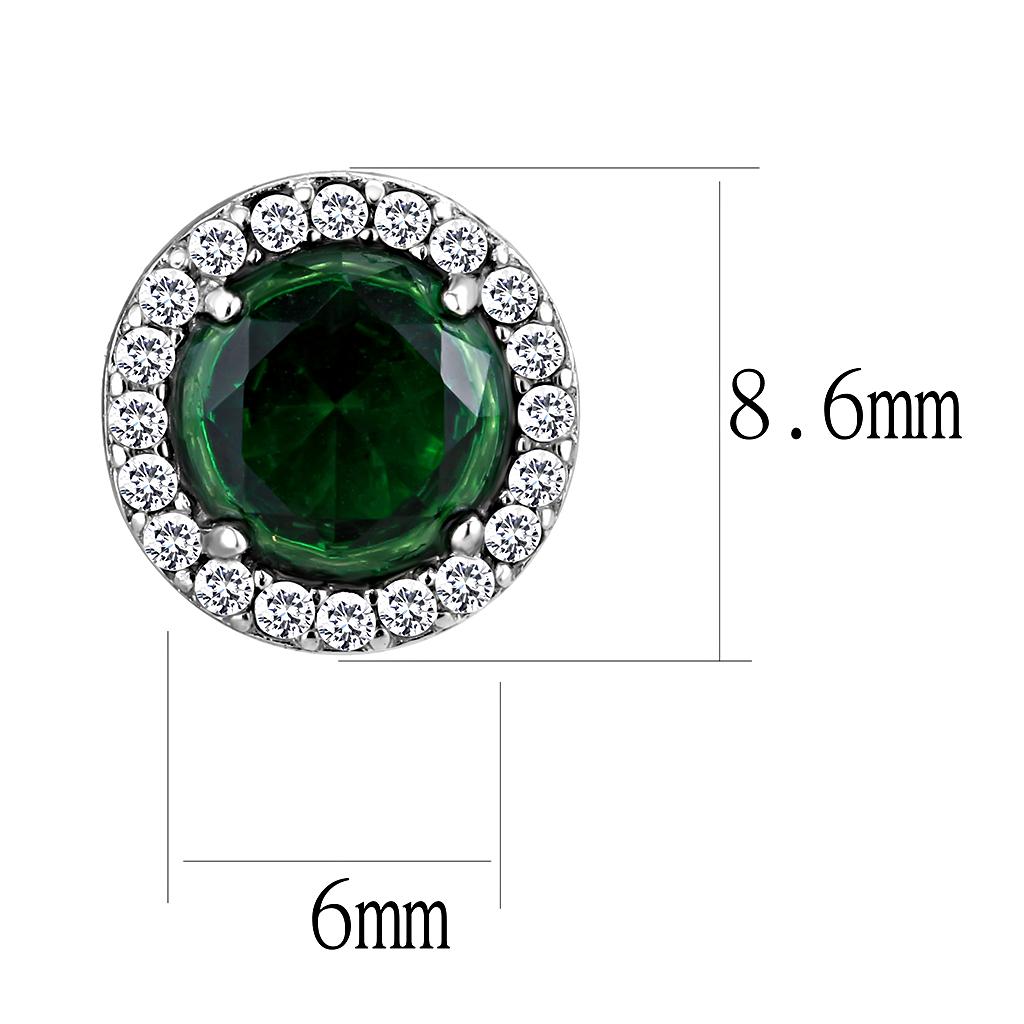 DA211 High polished (no plating) Stainless Steel Earrings with Synthetic in Emerald - Joyeria Lady