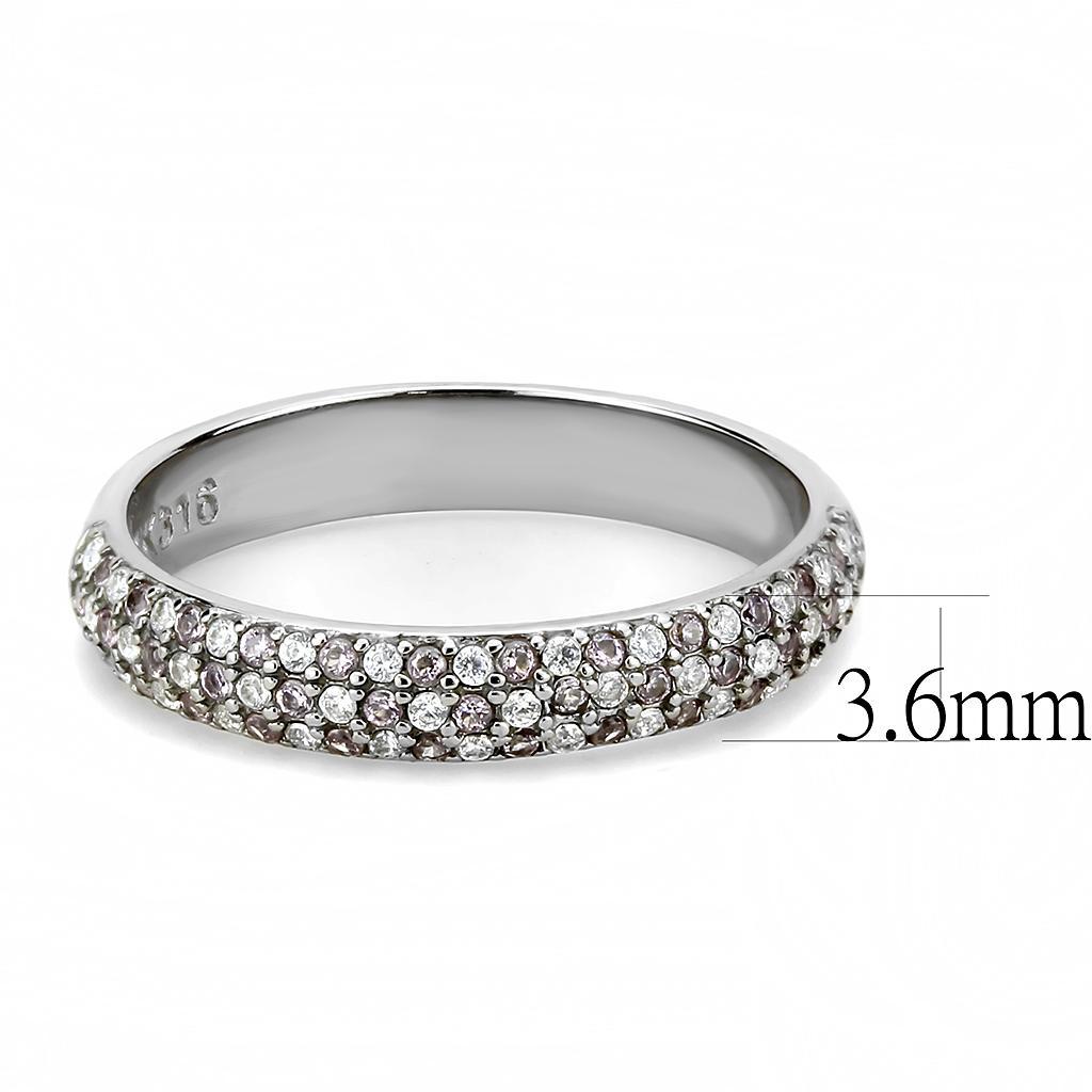 DA231 - High polished (no plating) Stainless Steel Ring with AAA Grade CZ  in Multi Color - Joyeria Lady