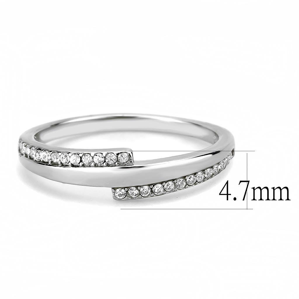 DA234 - High polished (no plating) Stainless Steel Ring with AAA Grade CZ  in Clear - Joyeria Lady