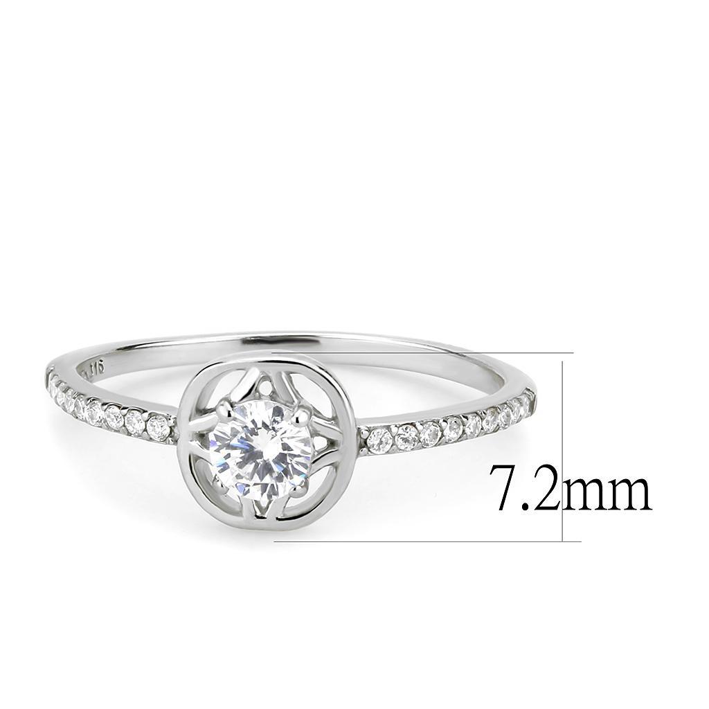 DA238 - High polished (no plating) Stainless Steel Ring with AAA Grade CZ  in Clear - Joyeria Lady