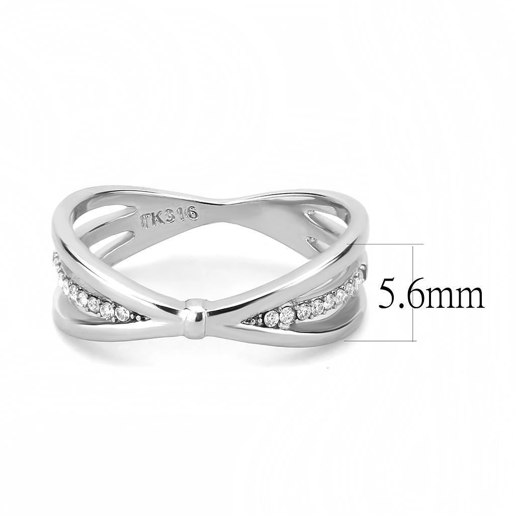 DA239 - High polished (no plating) Stainless Steel Ring with AAA Grade CZ  in Clear - Joyeria Lady