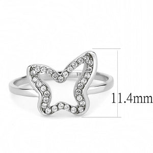 DA241 - High polished (no plating) Stainless Steel Ring with AAA Grade CZ  in Clear
