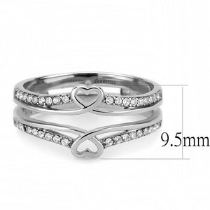 DA242 - High polished (no plating) Stainless Steel Ring with AAA Grade CZ  in Clear