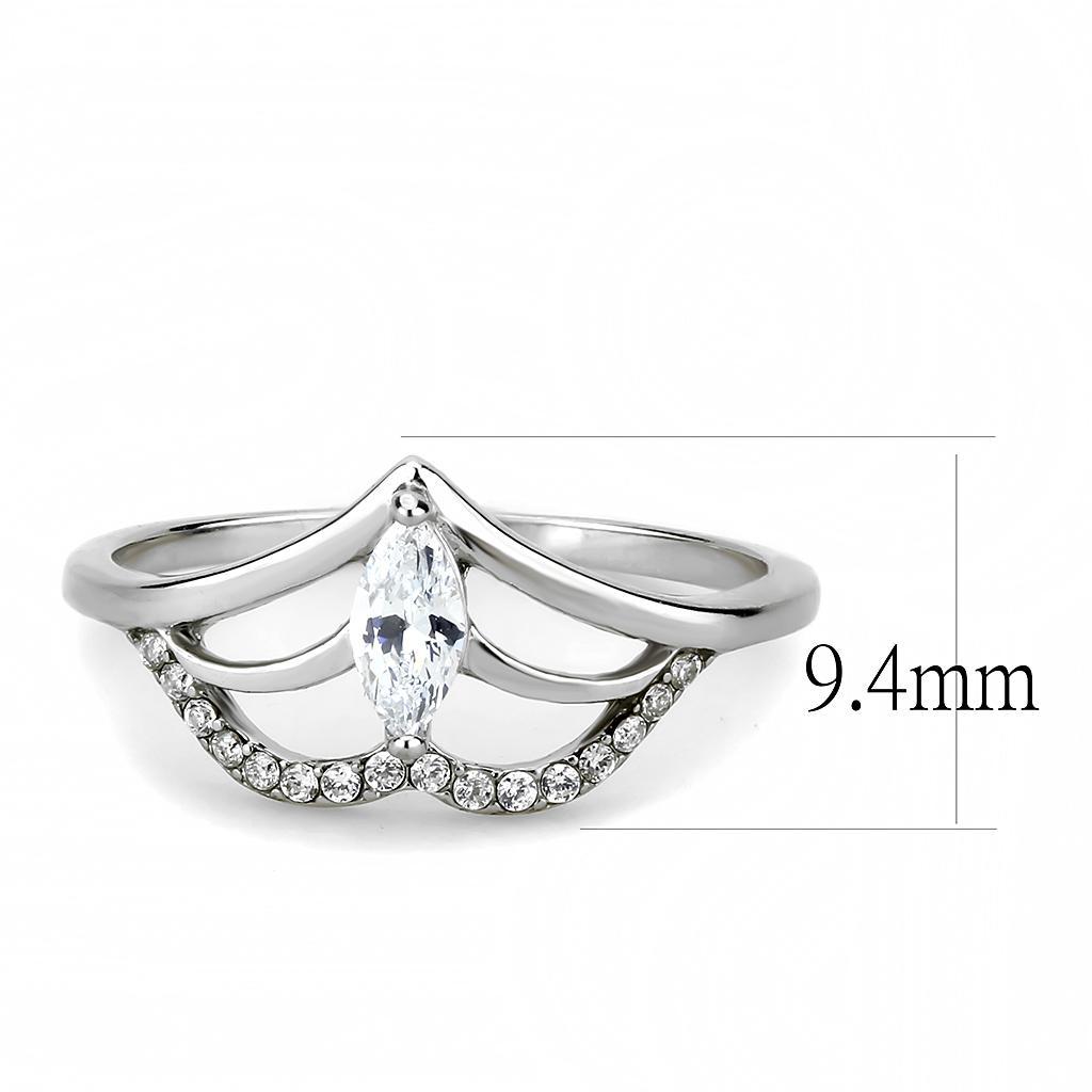 DA248 - High polished (no plating) Stainless Steel Ring with AAA Grade CZ  in Clear - Joyeria Lady