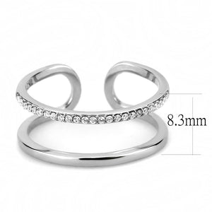 DA249 - High polished (no plating) Stainless Steel Ring with AAA Grade CZ  in Clear