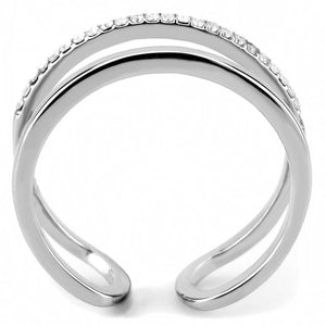 DA249 - High polished (no plating) Stainless Steel Ring with AAA Grade CZ  in Clear