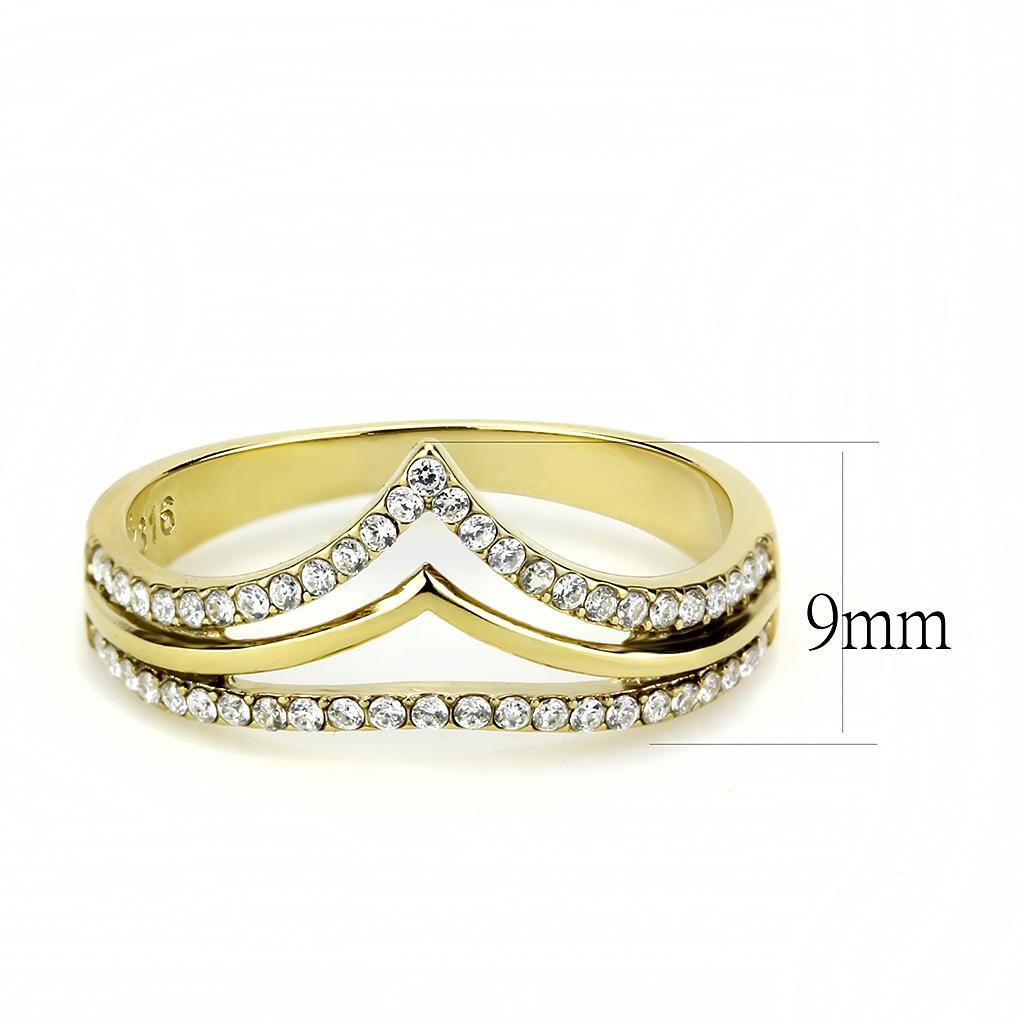 DA250 - IP Gold(Ion Plating) Stainless Steel Ring with AAA Grade CZ  in Clear - Joyeria Lady