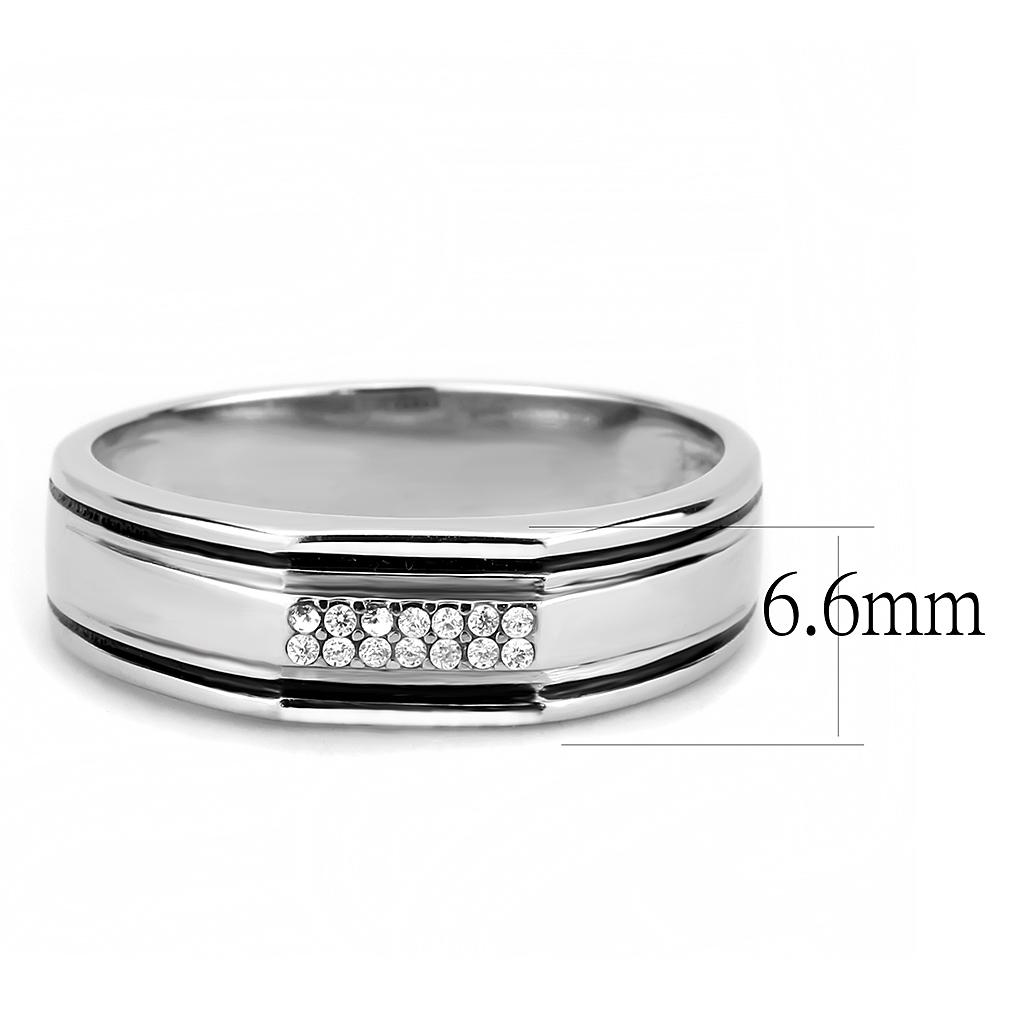 DA254 High polished (no plating) Stainless Steel Ring with AAA Grade CZ in Clear - Joyeria Lady