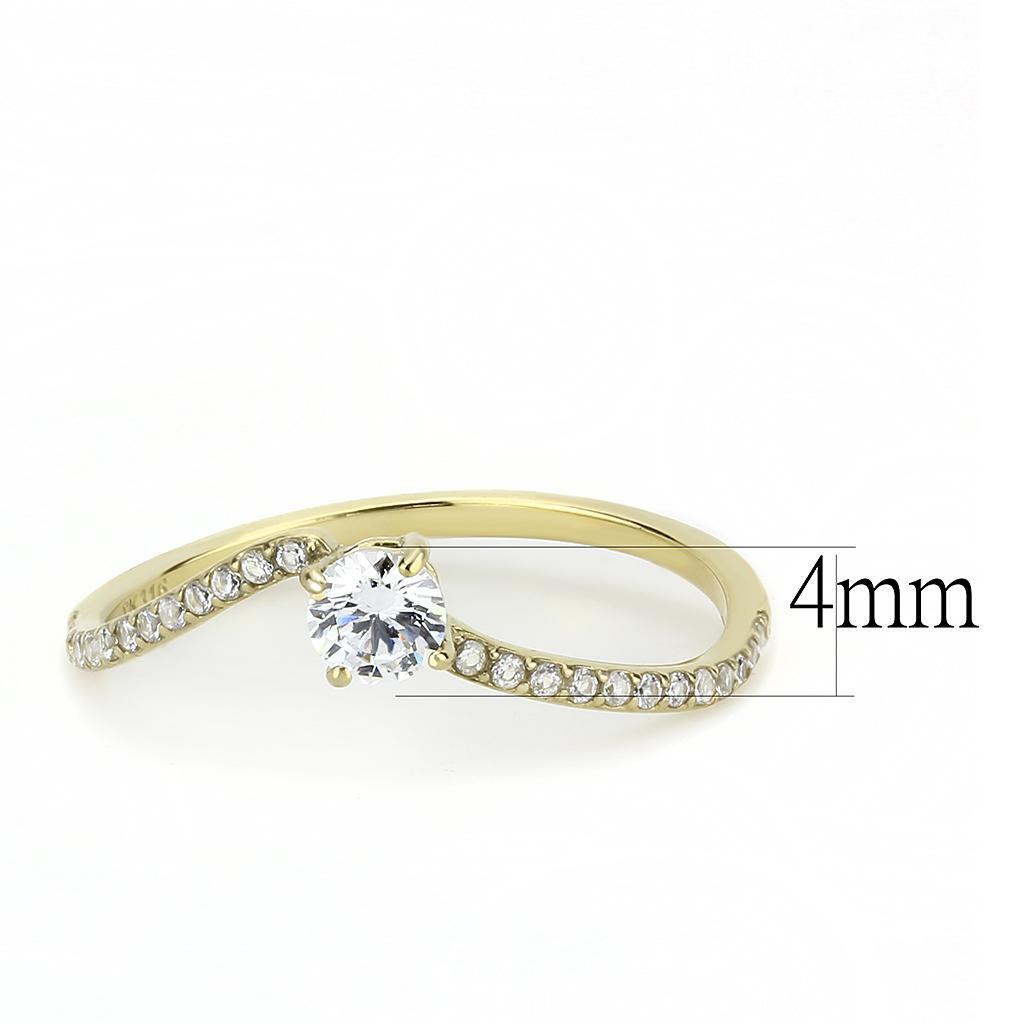 DA256 - IP Gold(Ion Plating) Stainless Steel Ring with AAA Grade CZ  in Clear - Joyeria Lady