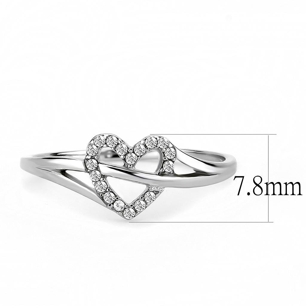 DA259 - High polished (no plating) Stainless Steel Ring with AAA Grade CZ  in Clear - Joyeria Lady