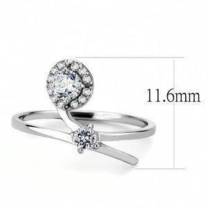 DA260 - High polished (no plating) Stainless Steel Ring with AAA Grade CZ  in Clear
