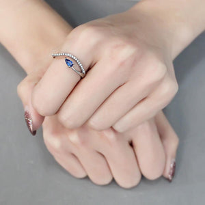 DA273 - High polished (no plating) Stainless Steel Ring with Synthetic Spinel in London Blue