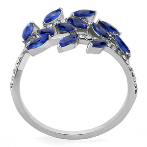 DA274 High polished (no plating) Stainless Steel Ring with Synthetic in London Blue