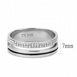 DA275 High polished (no plating) Stainless Steel Ring with AAA Grade CZ in Clear