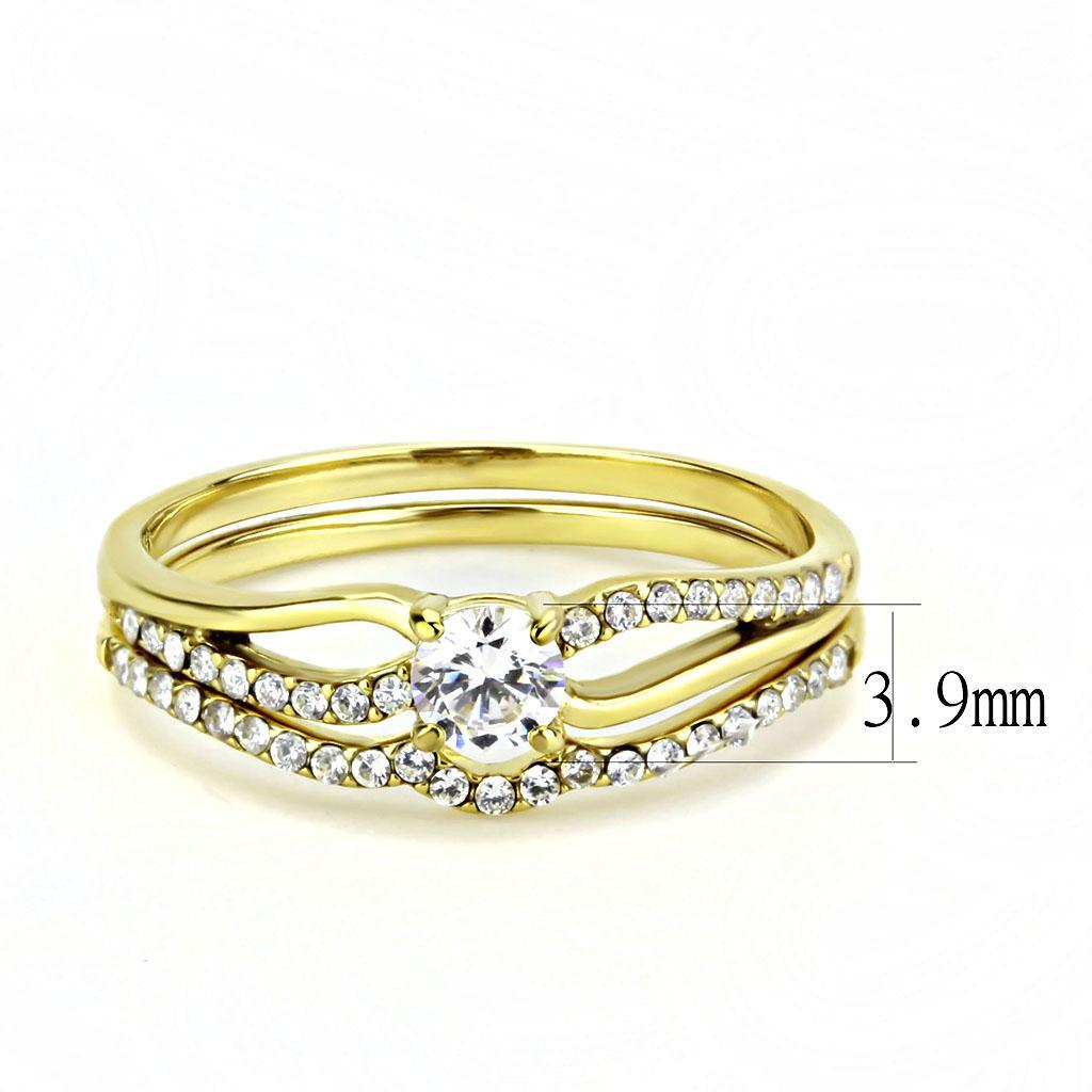 DA277 - IP Gold(Ion Plating) Stainless Steel Ring with AAA Grade CZ  in Clear - Joyeria Lady