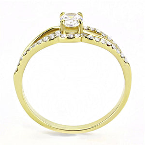DA277 - IP Gold(Ion Plating) Stainless Steel Ring with AAA Grade CZ  in Clear
