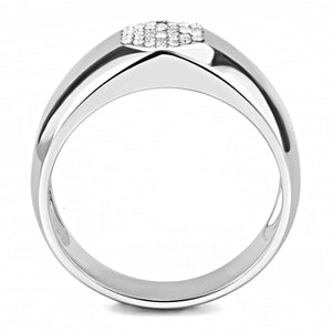 DA281 High polished (no plating) Stainless Steel Ring with AAA Grade CZ in Clear